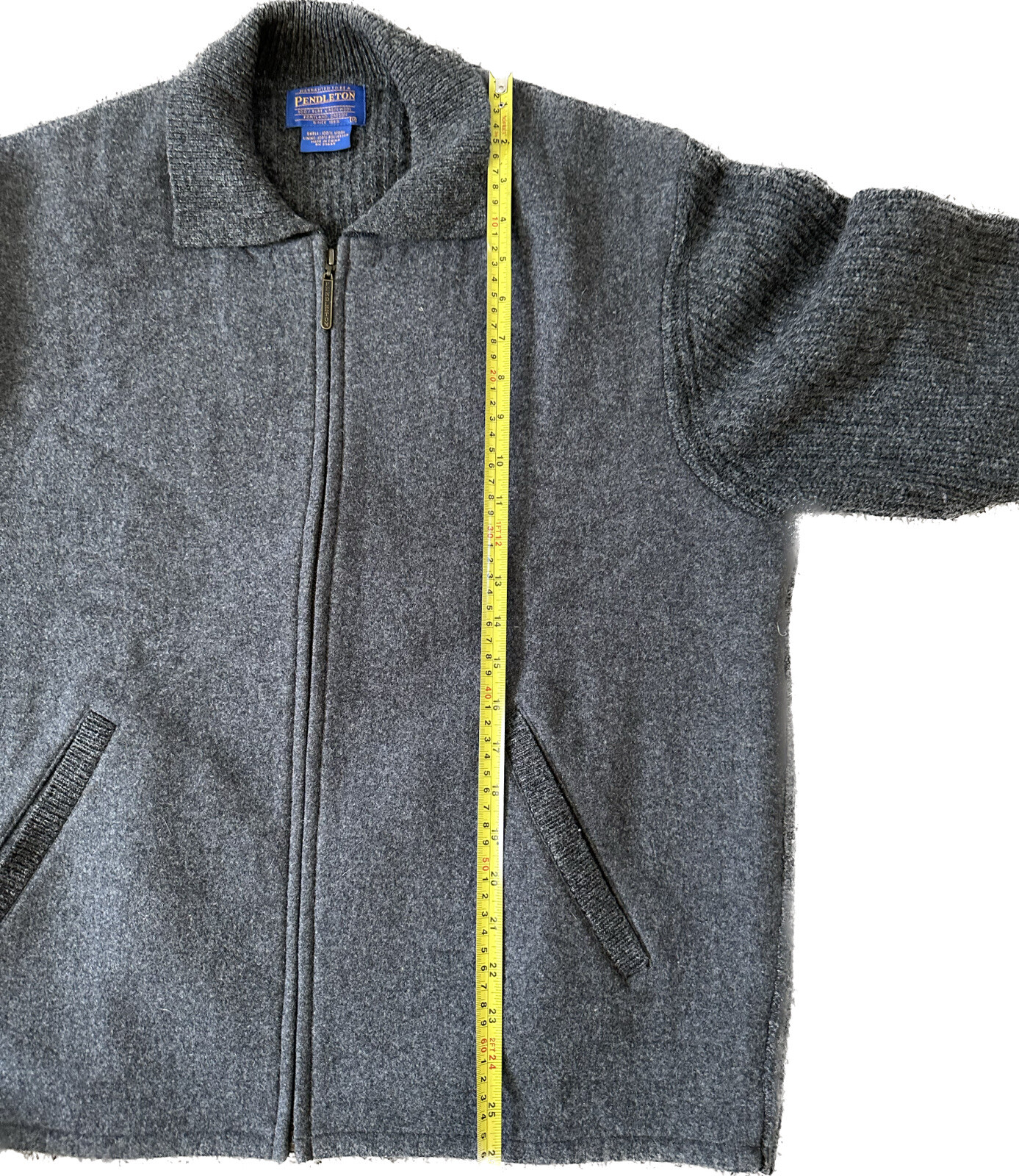 Pendleton Gray Full Zip Wool Medium Sweater Jacket - image 7