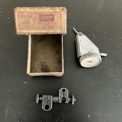 Vintage LUFKIN H60 Dial indicator .0005'' Range 0-15 USA & 520M attachment in box
