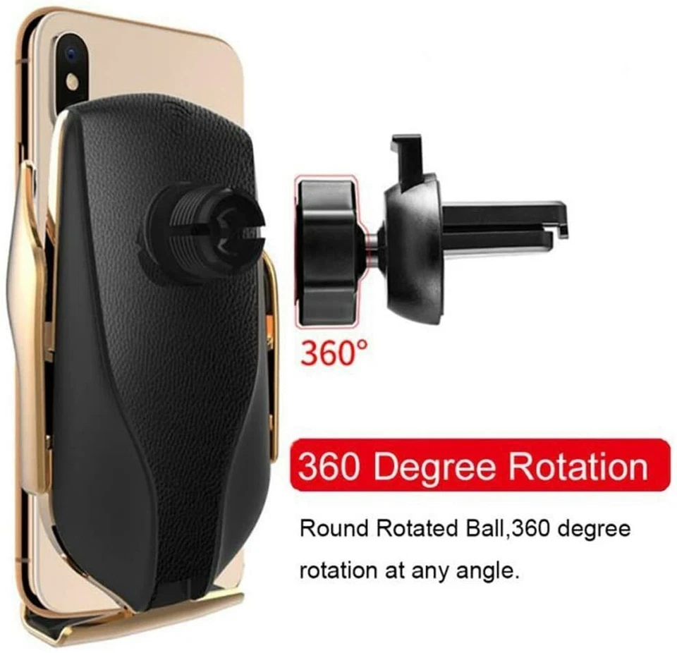 R9 Automático Qi Inalámbrico Coche Cargador Montaje Ventilación de Aire Teléfono R9 Tipo C Plateado Foto 3 de 4