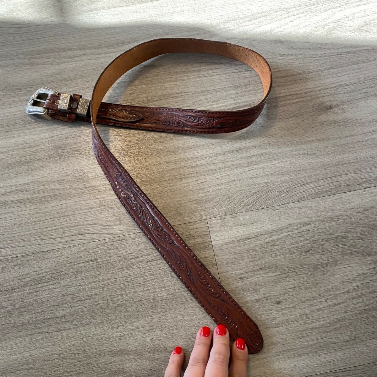Unbranded Western Tan Leather Belt Tan Brown Western Belts | Genuine Leather main image 3