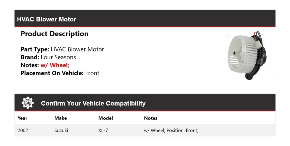 Soplador de climatización delantero para Suzuki XL-7 2002 4 estaciones Foto 2 de 4