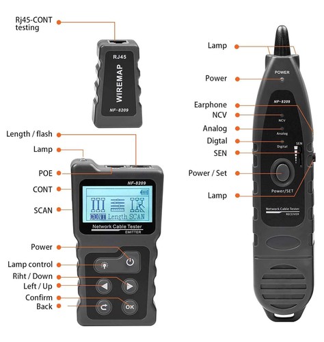NF8209 Advanced Network Cable Tester with LCD Display All-in-One LAN Checker POE - Picture 8 of 8