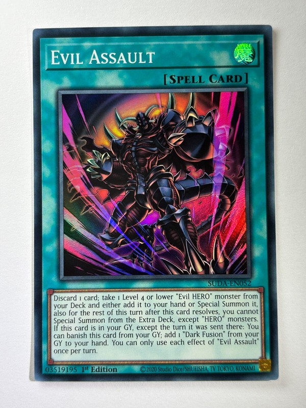 Evil Assault SUDA-EN052 Super Rare  1st Edition YuGiOh Card