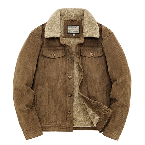 Men's Sherpa Lined Corduroy Trucker Jacket Cargo Work Cotton Winter Casual Coats - Bild 1 von 13