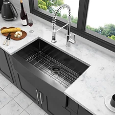 36" 24" Kitchen Sink Farmhouse Sink Stainless Steel 16 gauge with Strainer Drain