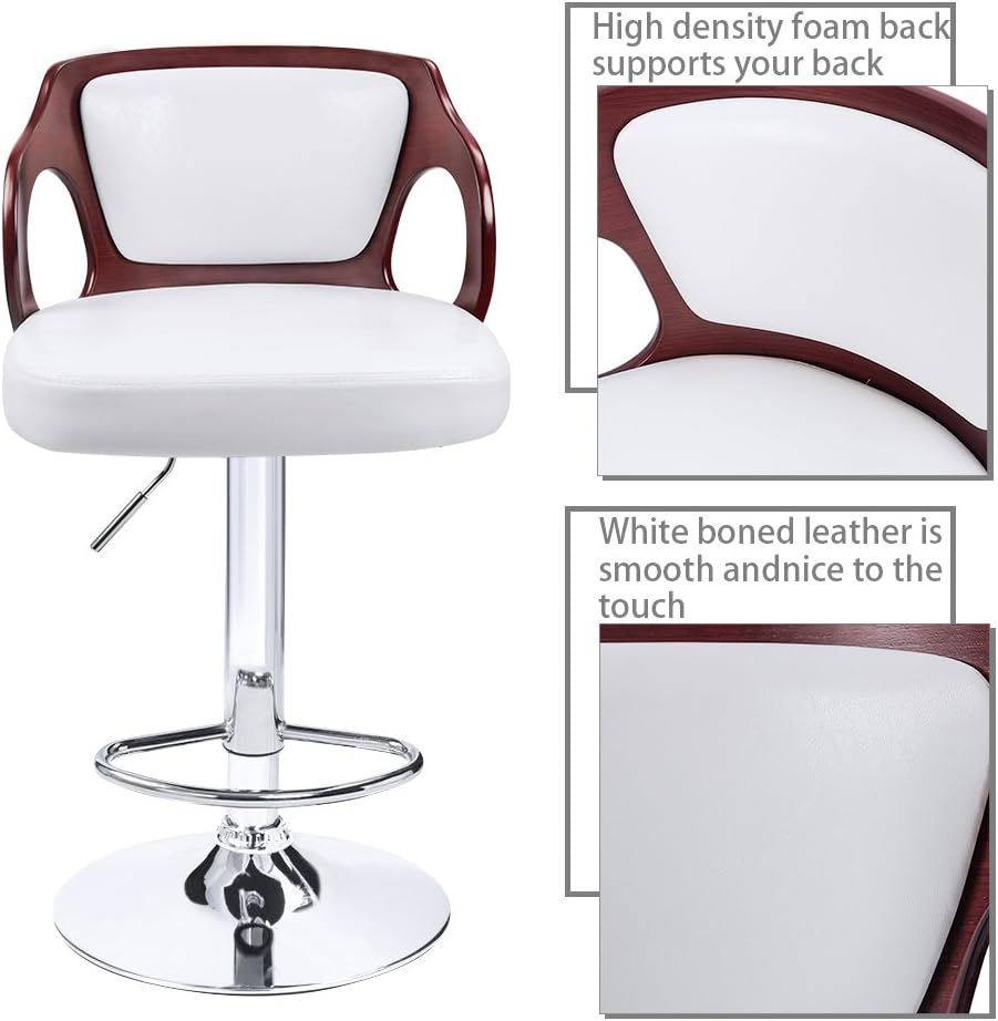 Bar Stools Walnut Bentwood Adjustable Height Leather Modern Barstools