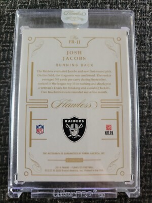 2019 Josh Jacobs Flawless Gold Signatures Auto Autograph /25