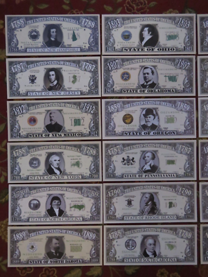 50 USA States - $1,000,000 One Million Dollar Bills - Founding