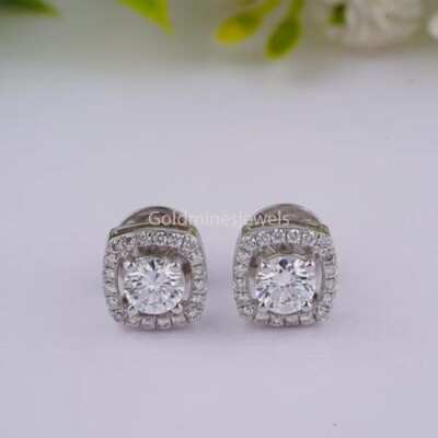 Certified 8 Ct Treated Off-White Diamond Solitaire Studs 925 Silver Great Shine