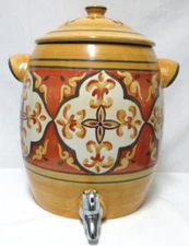 Beverage Crock & Lid Sienna by Artimino Earthenware close open spout lid 13.5" T