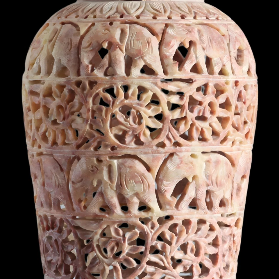 Florero de piedra de jabón de mármol de 12" hermosa decoración de sala de est... - Imagen 2 de 4