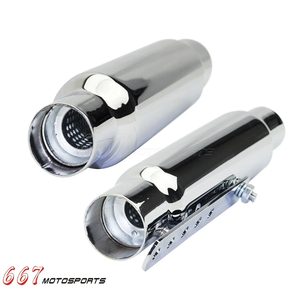 12" Shorty Exhaust Pipes For Honda CB Yamaha XS Suzuki Bobber BMW Cafe Racer - Image 4 of 4