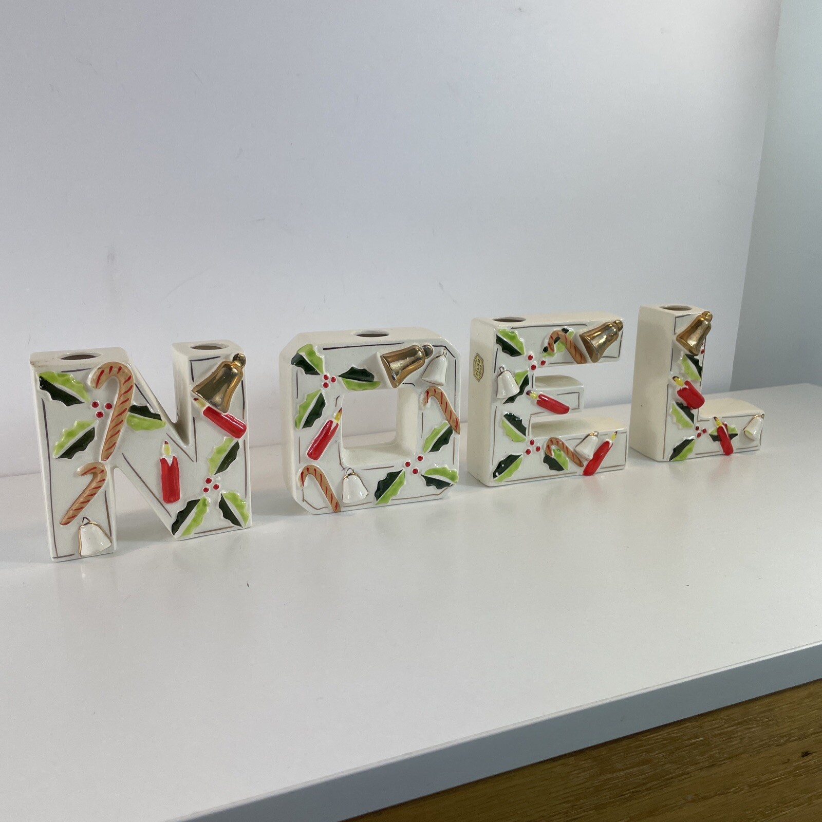 Vintage Christmas Noel Letters Candle Holders Figurines Japan Tilso (L Damaged) eBay