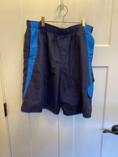 Nike Swim Trunks Size Large Navy/Cerulean Mesh Lining Embroidered Swoosh Pockets