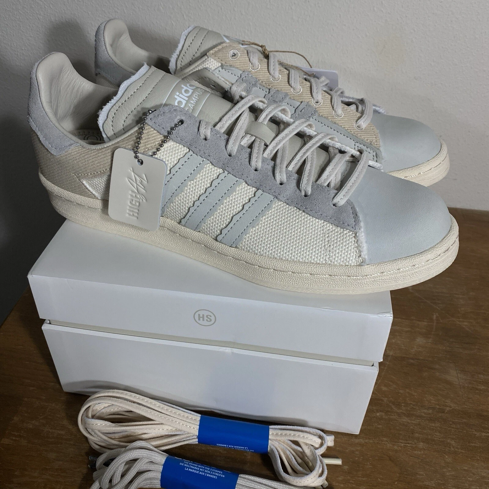 Taglia 11 5 Adidas Campus highsnobiety "High Art" bianco sporco pelle scamosciata tela