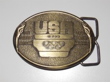 vintage 80s US OLYMPICS 1984 USA BELT BUCKLE OLYMPIC COMMITTEE MADE IN USA