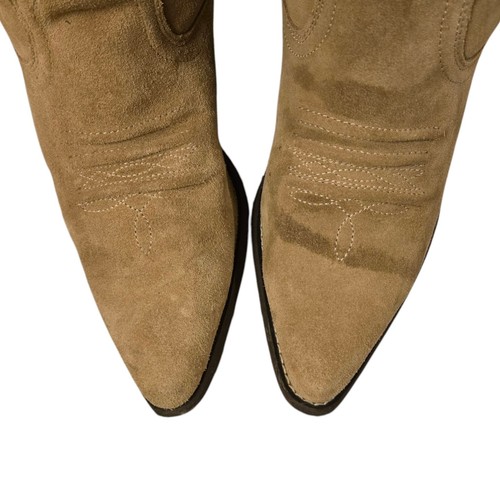 Roxy Giddy Up Western Fashion Boots Ladies 10 Cowboy Style Suede Leather Tan - Picture 14 of 23