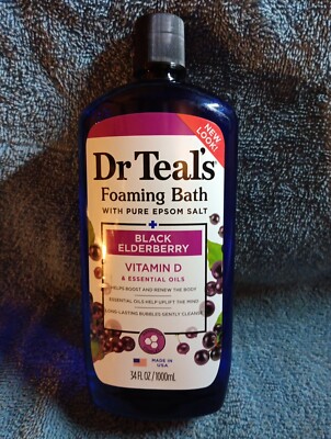 Dr Teal's Black Elderberry Essential Oils Foam Bath Pure Epsom Salt 34 Oz