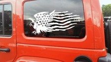 American Flag with Bald Eagle Vinyl Decal Distressed Die Cut Sticker