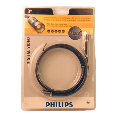 Philips RG6 Quad Shield Coaxial Cable 3 ft long