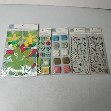 Heidi Grace Embellishment Lot - Fabric Buttons, Rub Ons, Fabric Flowers - 5pks