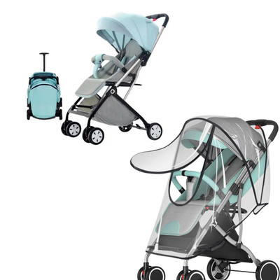 Himmelblauer leichter Kinderwagen mit Regenschutz - faltbarer Reisebuggy