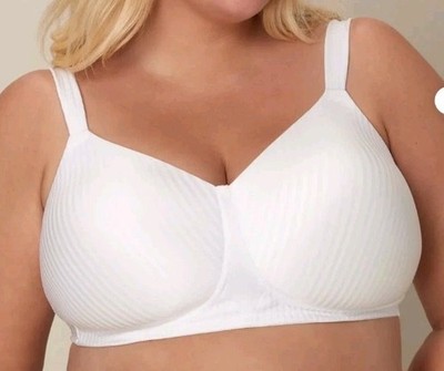 Playtex Secrets Perfectly Smooth Wireless Bra Style #US 4707 Size 44DD White
