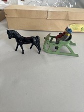 Barclay Winter Wonderland 510 Lead One Horse Open Sleigh 2 Riders 1940  s Read