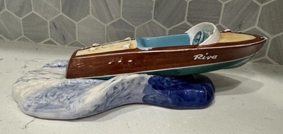 Rare Vintage Italian Coronetti Riva Aquarama Ceramic Boat Ashtray 1960s, 322/62