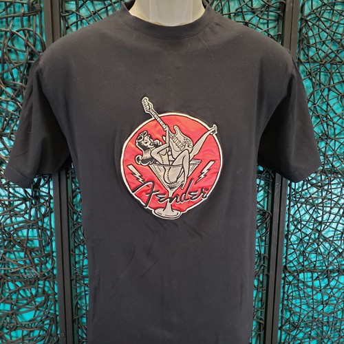 FENDER GUITAR T SHIRT MENS XL BLACK EMBROIDERED GRAPHIC COTTON ROCK ROLL VIXEN - Picture 4 of 12