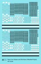 K4 HO Scale Decals Vintage Type Meatball, Square Race Car Numbers Black On White