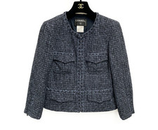 CHANEL 03P VINTAGE BRAIDED TRIM TWEED JACKET FR40-FR42
