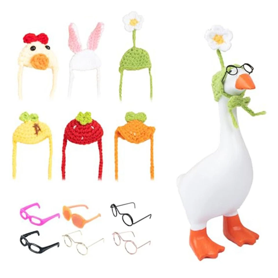 Desk Goose 6 Set Mini Knit Hat Outfit with Sunglasses for 7 Inch Goose - Image 3 of 4