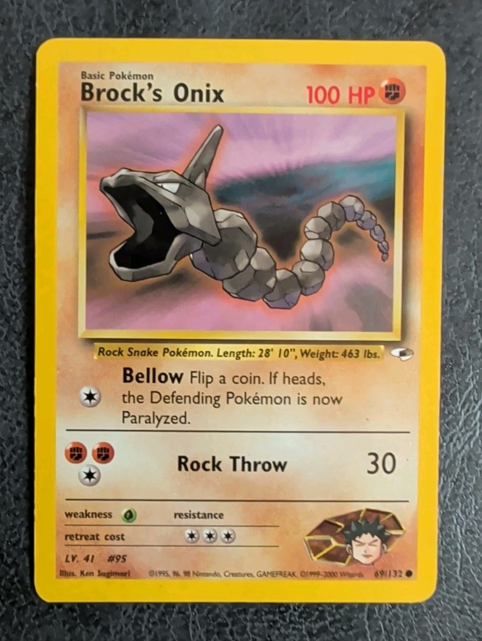 Brock's Onix 69/132 Unlimited Common Gym Heroes Pokemon MP