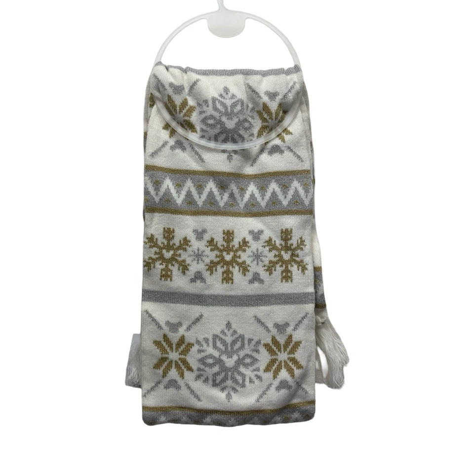 Bufanda para adultos marfil y copos de nieve plateados y dorados mágicos de invierno de los parques de Disney Foto 2 de 4