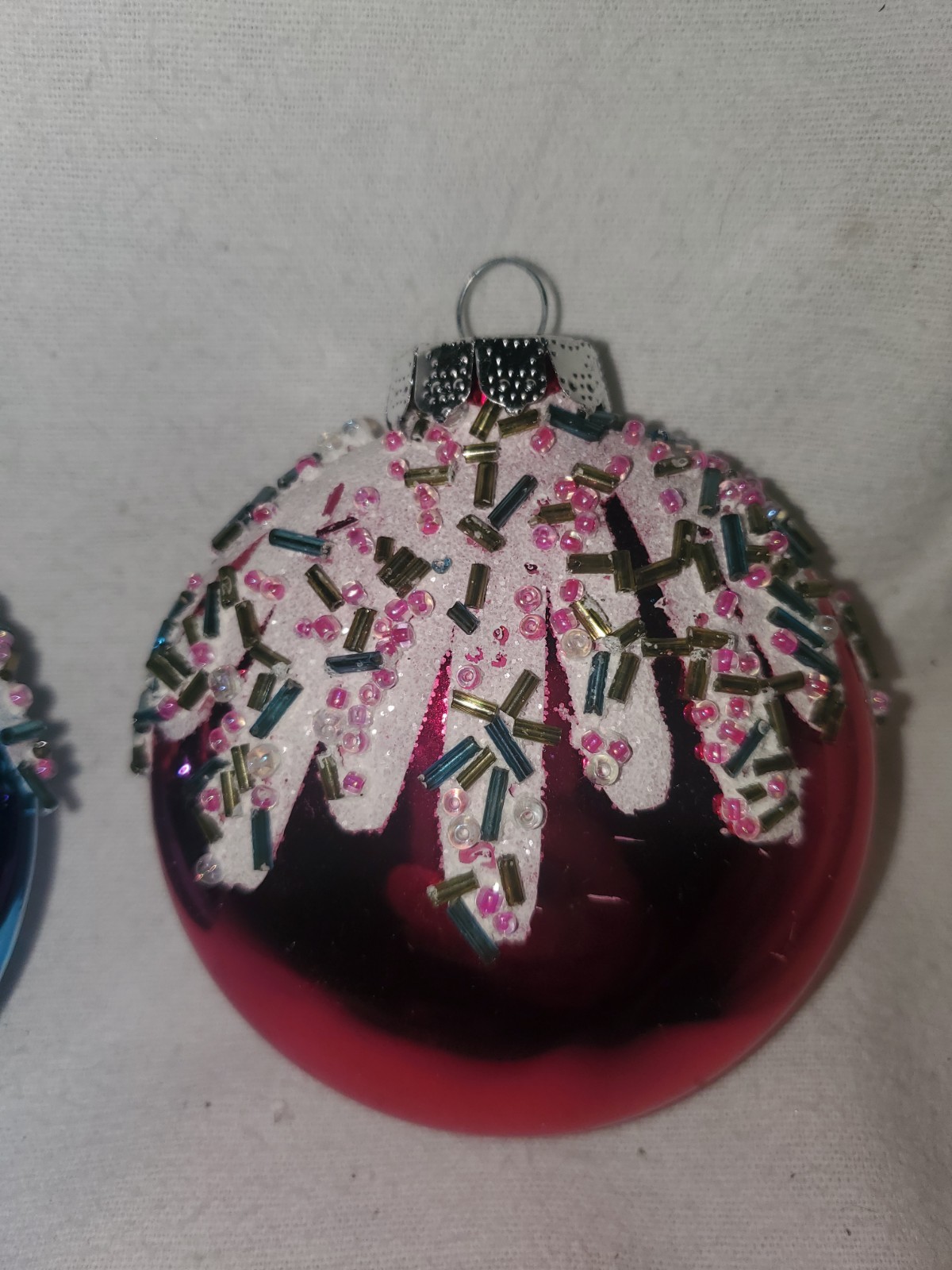 Rauch Candy Inspired Glass Christmas Ornaments Lot of 3 Pink Blue 