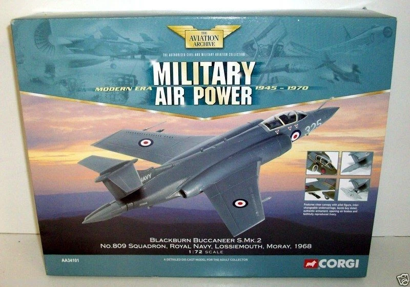 CORGI 1/72 AA34101 BLACKBURN BUCCANEER S.MK.2 NO.809 SQN ROYAL NAVY MORAY 1968 - Image 2 of 2