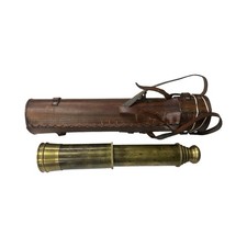 Vintage Wielka Brytania East India Company Mosiężny teleskop tracker z brązową obudową