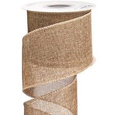 Natural Burlap Wired Ribbon,3 Inch x Continuous 10 Yard, Wired Edge Ribbon fo...