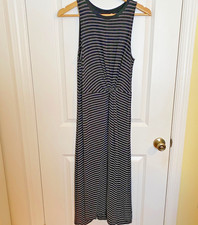 Gap Dress Womens Med Black White Stripped Tank Midi Sleeveless Twist Classic 90s