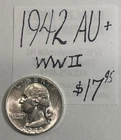 1942 Washington Silver Quarter (AU+) About Uncirculated+ Cond! “WWII” ENN Coins