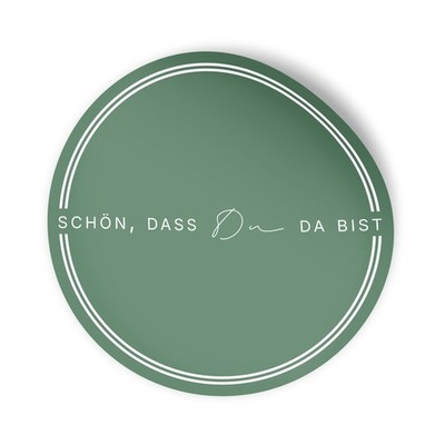 ITENGA 24x Aufkleber Sticker 4cm rund Schön dass du da bist V3 SALBEI grün neu