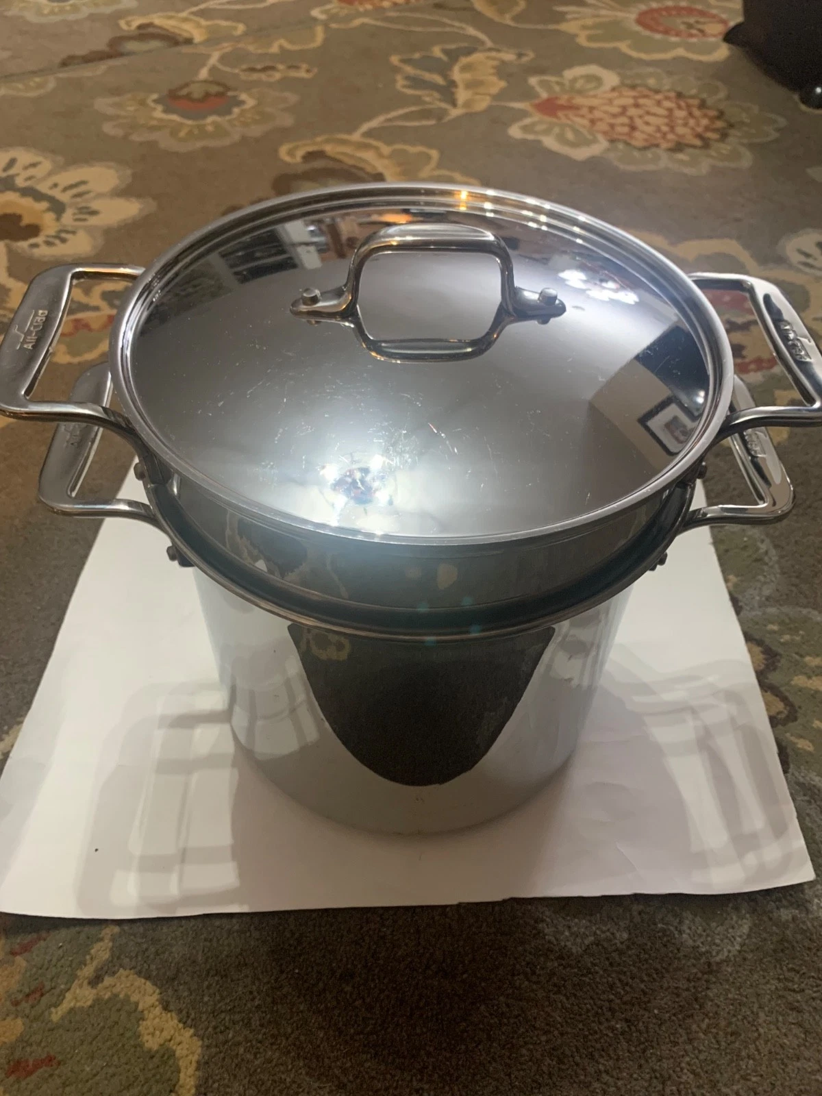 ALL-CLAD 8 Quart Pasta Pot w/ Perforated Steel Insert Lid 3 Piece Set Pentola