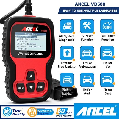 ANCEL VD500 Auto Diagnosegerät OBD2 Scanner ABS SRS EPB Öl für VAG VW AUDI SKODA