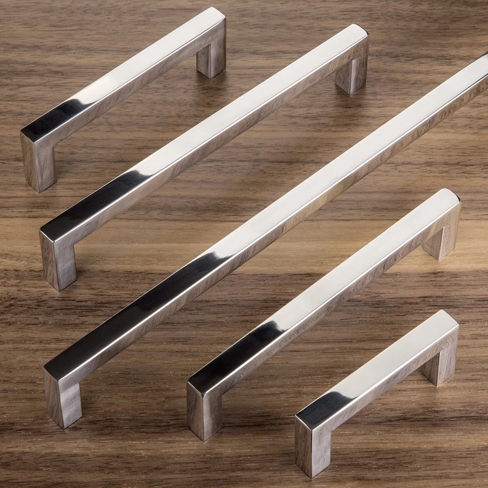 Manijas de muebles manijas de armario mango de barra mango de acero inoxidable real pulido E8 SOTECH
