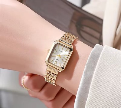''Women's Gold Quartz Watch Luxury Stainless Steel Minimalist Square Dial Elegant