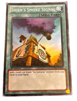 Shien's Smoke Signal Yu-Gi-Oh! 1996 Holo 1st Edition SDWA-EN030
