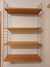 Mid Century String Regal Esche, 4 Böden 60x20/100 cm, Leitern, Kajsa Strinning