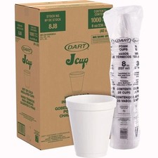 Dart Foam Drink Cups 8 oz White 25/Bag 40 Bags/Carton