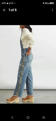 Pilcro By Anthropology The Lex Bib Overalls Denim 31 Raw Hem Distressed Festival